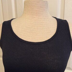 St. John Caviar NWT Navy Fitted Wool Blend Sleeveless Tank Top Size P